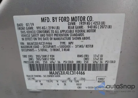 2020 Ford Ecosport Ses from USA, damaged, VIN MAJ6S3JL4LC314466